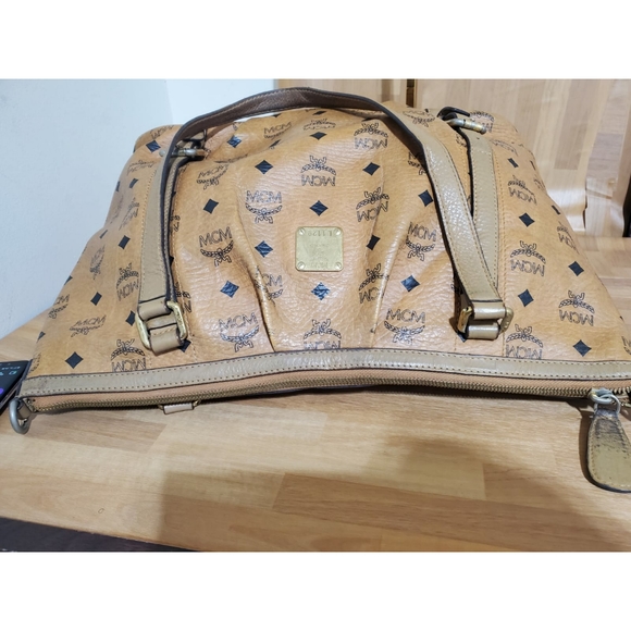 MCM Cognac Visetos Leather Satchel Bag - Picture 6 of 10